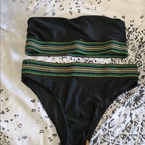 NWT black/multi colored bathing suit